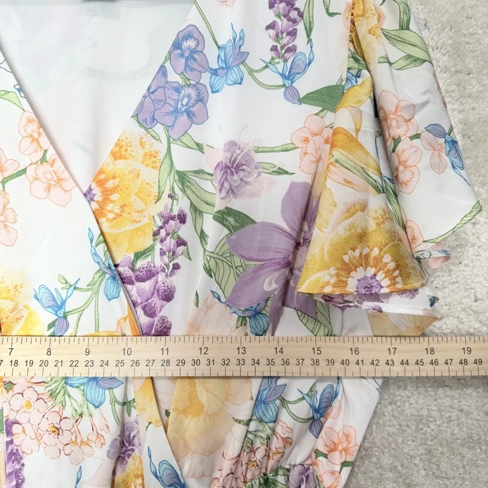 Nicole Miller Girls' Floral Wrap Dress in Yellow, Lavender & White